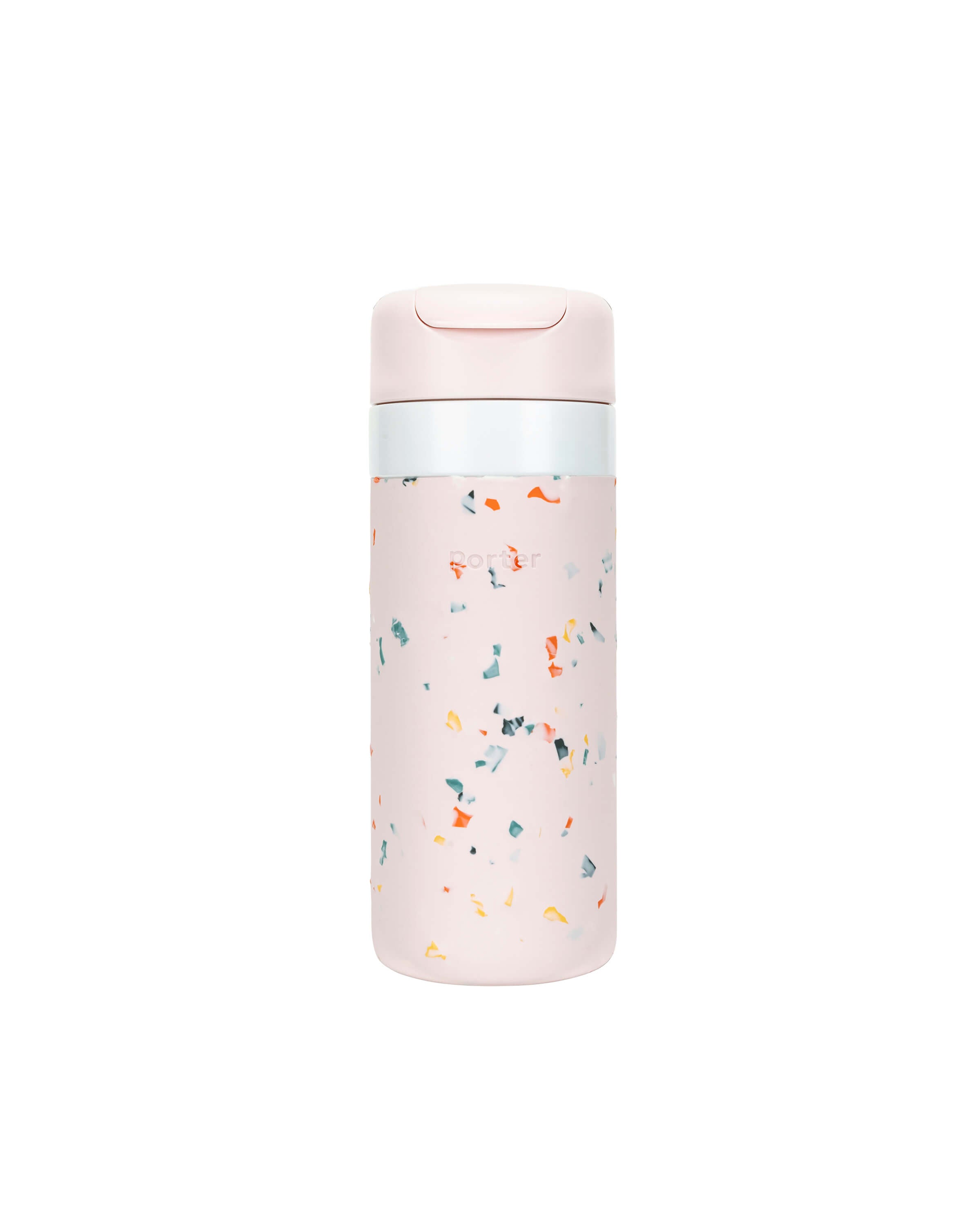 Insulated Travel Ceramic Reusable Bottle (Terrazzo Blush, 16 Oz.) / Double-Wall, Vacuum-Insulated Keeps Drinks Hot for 16 Hours and Cold for 24 Hours / Porter by W&P