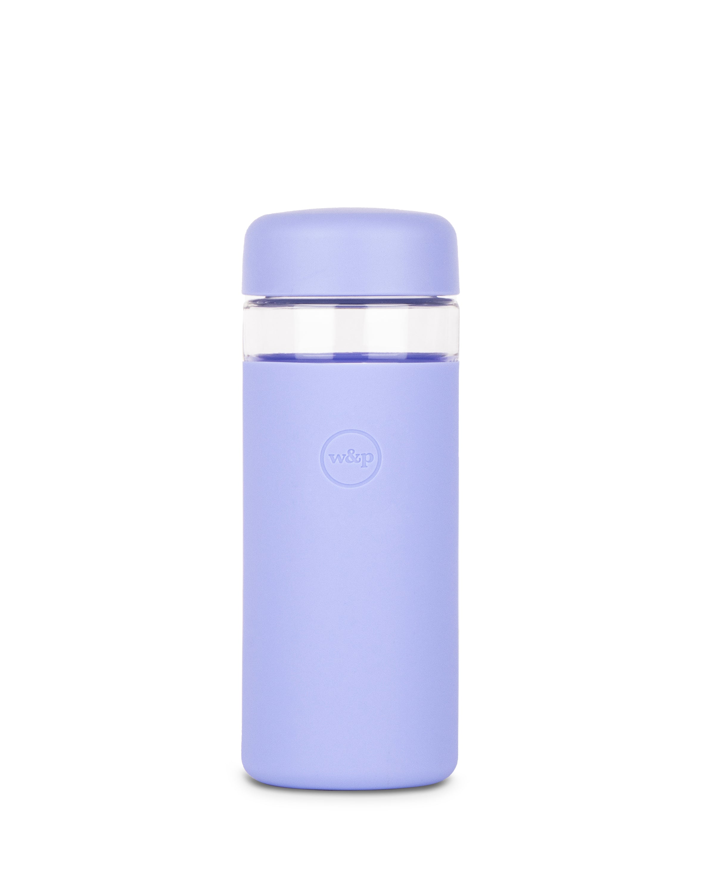 Wide Mouth Glass / Lavender Bottle / 16 Oz. Durable Glass With Silicone Protective Sleeve / BPA-Free, Dishwasher-Safe / Porter by W&P