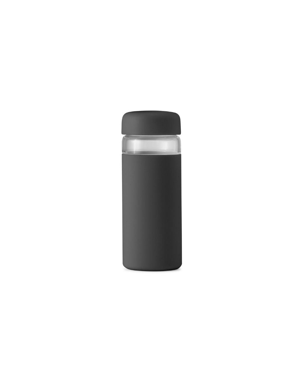 Wide Mouth Glass / Charcoal Grey Bottle / 16 Oz. Durable Glass With Silicone Protective Sleeve / BPA-Free, Dishwasher-Safe / Porter by W&P