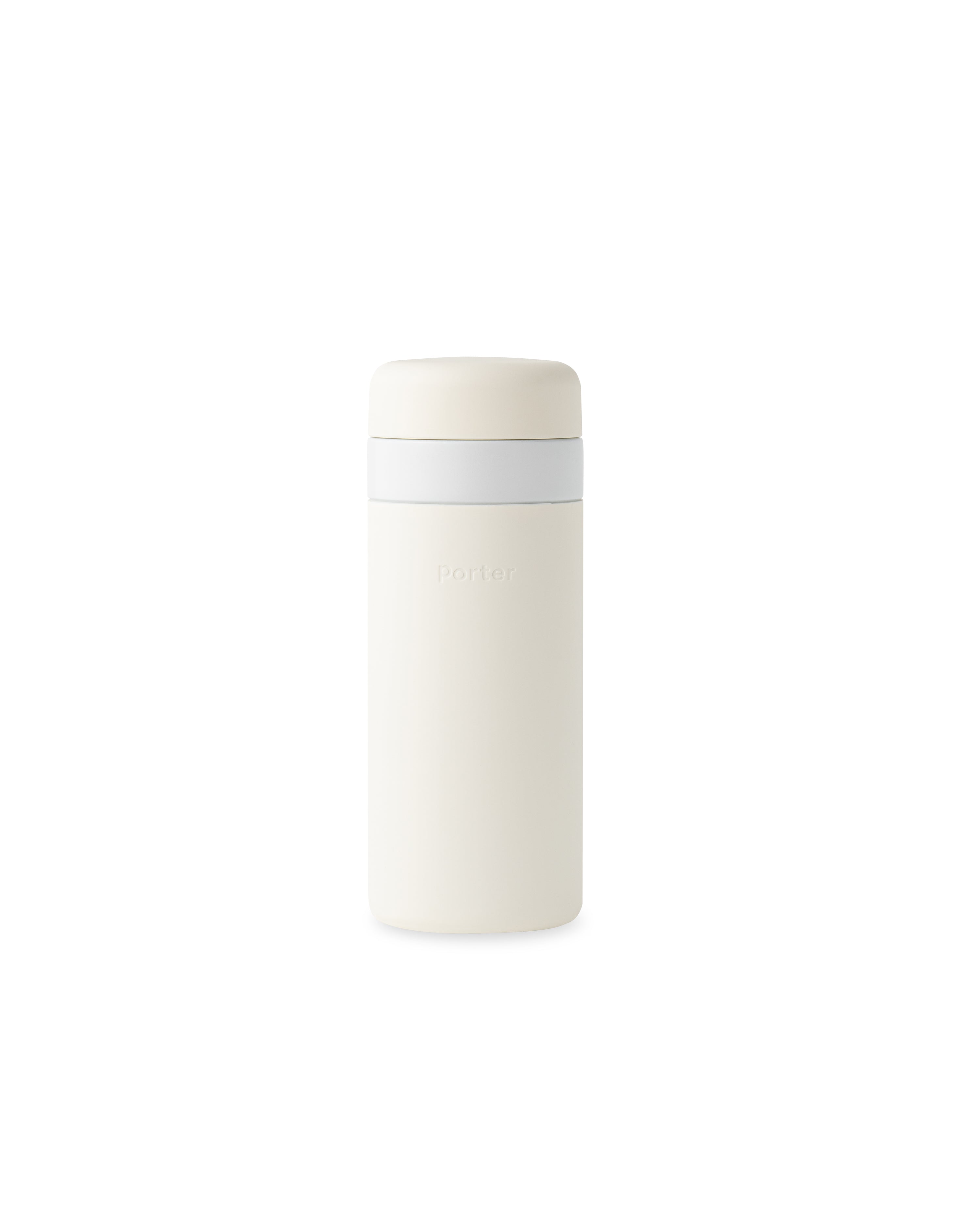 Insulated Ceramic Reusable Bottle (Cream, 16 Oz.) / Double-Wall, Vacuum-Insulated Keeps Drinks Hot for 16 Hours and Cold for 24 Hours / Porter by W&P