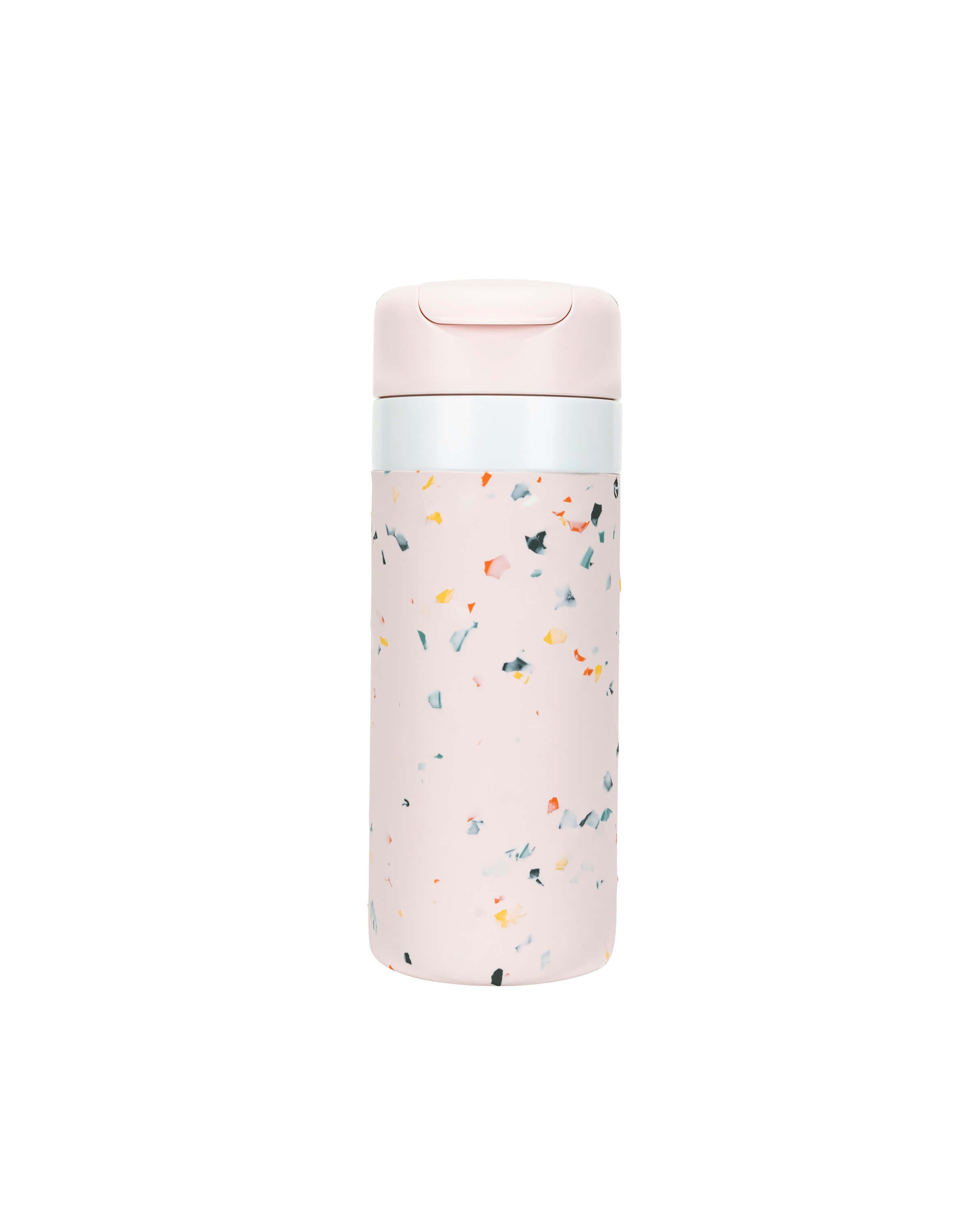 Personalized Insulated Travel Ceramic Reusable Bottle (Terrazzo Blush, 16 Oz.) / Double-Wall, Vacuum-Insulated Keeps Drinks Hot for 16 Hours and Cold for 24 Hours / W&P