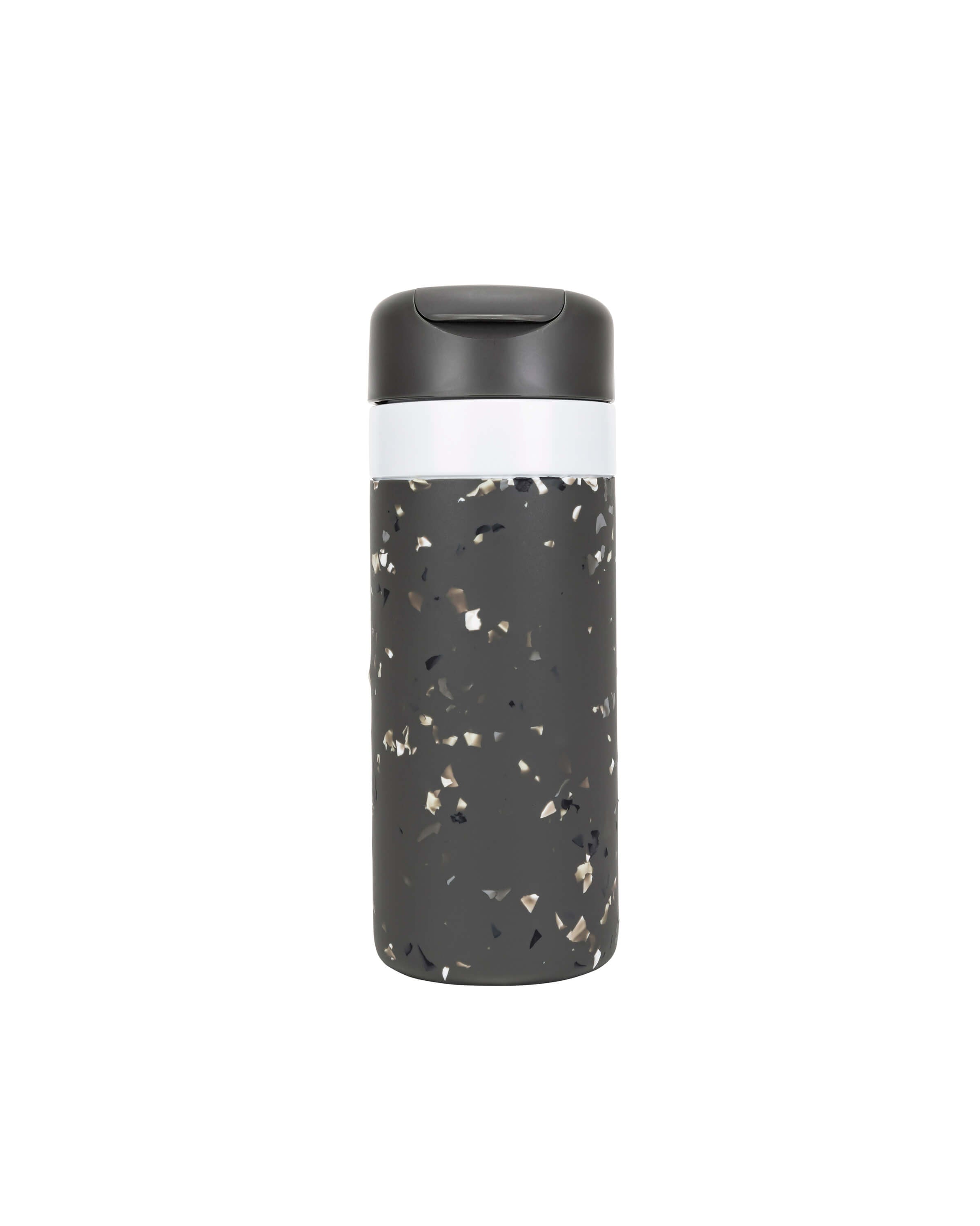 Personalized Insulated Travel Ceramic Reusable Bottle (Terrazzo Charcoal, 16 Oz.) / Double-Wall, Vacuum-Insulated Keeps Drinks Hot for 16 Hours and Cold for 24 Hours / W&P