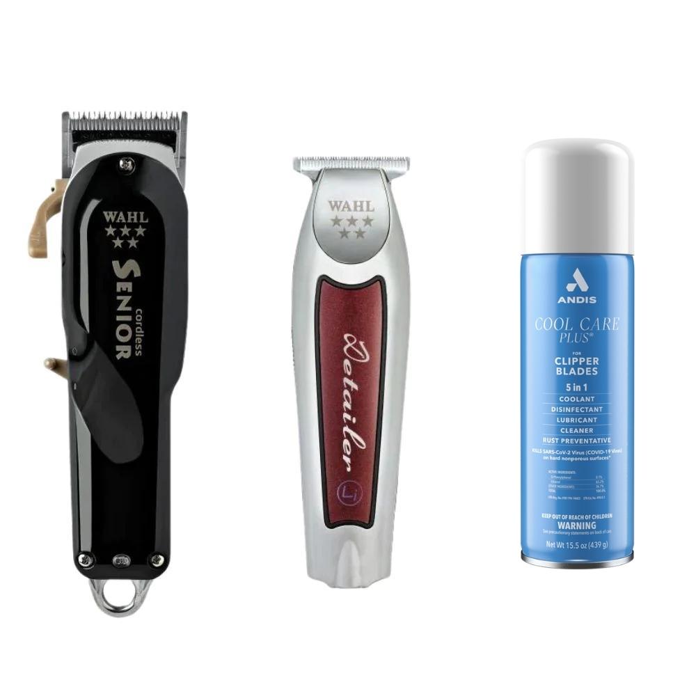 Wahl Cordless Senior Clipper & Cordless Detailer Li Trimmer with Andis Cool Care